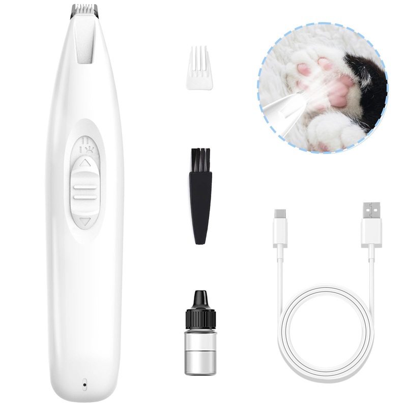 KIKETECH LED Dog Paw Trimmer – Cordless, Low Noise Dog Clippers for Grooming, Rechargeable Small Area Shaver for Dog Clippers Cats, SnowWhite