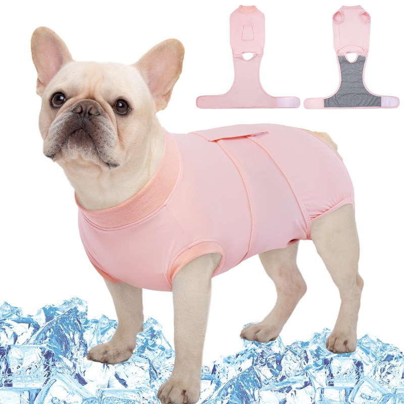 Kuoser Dog Cooling Recovery Suit After Surgery, Recovery Suit for Female Male Dogs, Substitute E-Collar & Cone, Dog Spay Suits Anti Licking Wounds Onesie, Soft Breathable Dog Surgical Suit,Pink S Small(Back:11-13.8″,Weight:7-15 LB) Pink