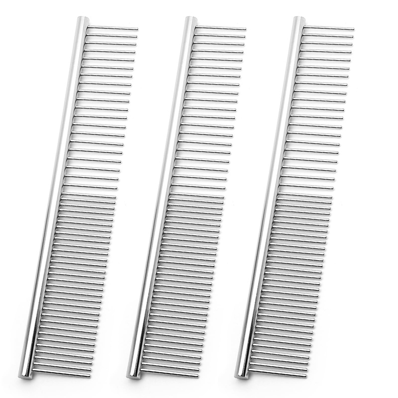 Litoexpe 3 Pack Metal Combs for Knots, 6.34″ Dog Combs for Removing Tangles, Cat Combs Pet Grooming Brush Tool wiht Wide Tooth Comb&Dense Tooth Comb for Long and Short Hair 6.34″