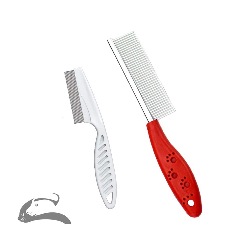 Pet Comb for Dogs & Cats,Small Dog & Cat Grooming Comb 2 Combs,Pet Stainless Steel Teeth Dogs Comb for Removing Matted Fur, Knots & Tangles,Shedding Comb,Red