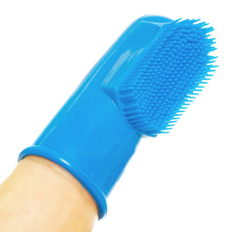 Pet Republique Dog Finger Toothbrush Set of 3 – Dental Hygiene Brushes for Small to Large Dogs, Cats, and Most Pets – Small Size Finger Opening Blue 3 Count (Pack of 1)