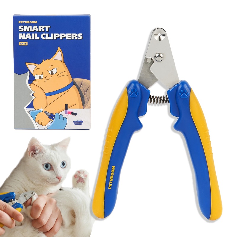 [PETHROOM] Cat Nail Clipper Trimmer for Indoor Cats with Circular Cut Hole (2mm) | Premium Sturdy Stainless Steel Blade Cat Claw | Safe, Easy, Accurate, Quiet & Fast | Avoid Overcutting