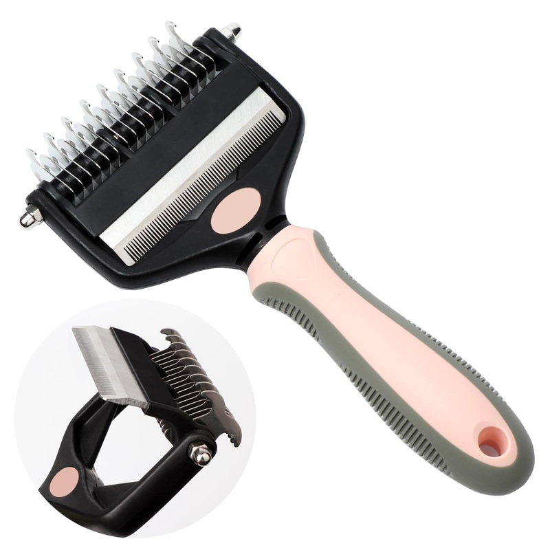 Pt brush for sheddingDematting comb for Dogs, Cat deshedding Brush, Dog Grooming Rakes for long haired Dogs-Double Sided Shedding,Pet undercoat brushes Reduce Shedding by 95% (Pink) Pink