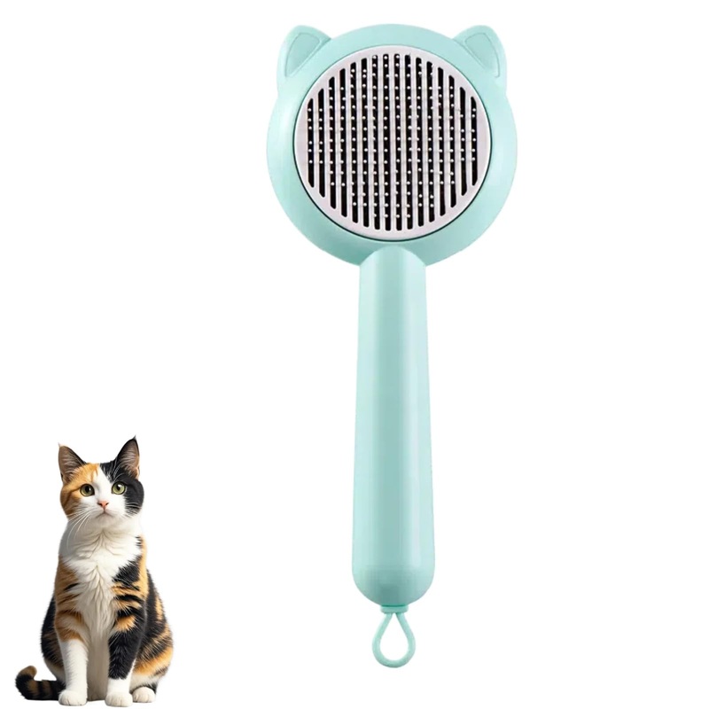 Self-Cleaning Cat Brush for Effortless Fur Removal, Cat Hair Brush Ideal for Both Long and Short Haired Cats,Shedding Brush for Indoor Cats