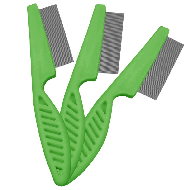 Versatile Pet Grooming Kit – Flea Comb for Detangling & Dematting, Tear Stain Remover, 3 Combs for Dogs & Cats Green
