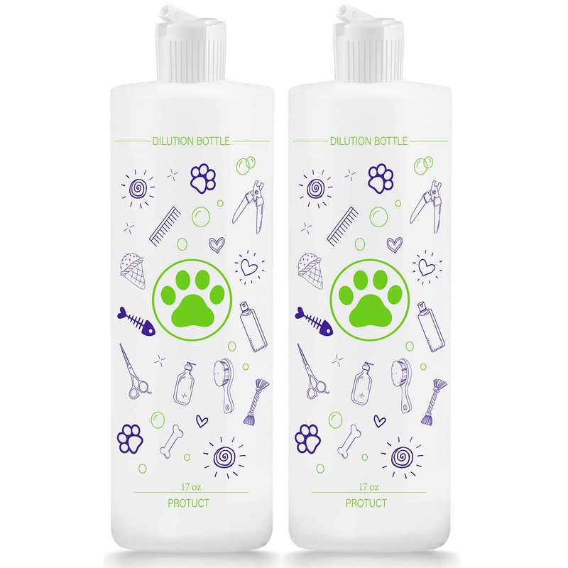 2 Pack Pet Shampoo Dilution Bottles, Specialties Mixing Bottle for Concentrated Dog Shampoo, Mixing Bottle for Dog Grooming Shampoo and Conditioner Grooms (2) 2