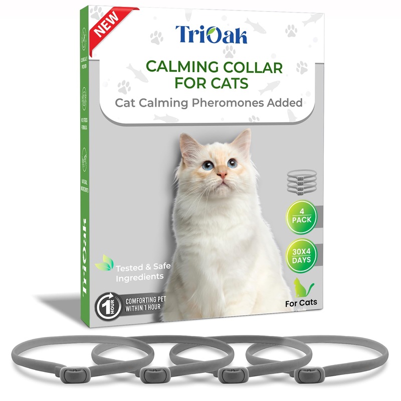 4 Pack Calming Collar for Cats, Cat Calming Collar, Calming Pheromone Collar for Cats, Cat Pheromone Collar, Cat Calming Collar for Anxiety, Efficient Relieve Anxiety Stress (F Gray) F Gray