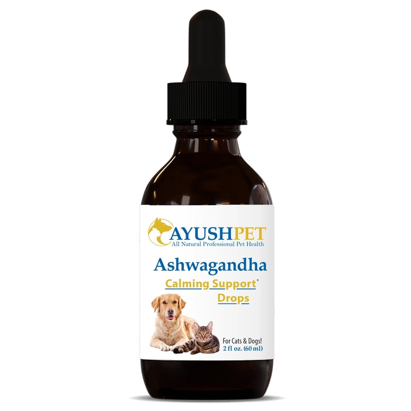 Ayush Pet Stress Support Ashwagandha Drops, Calm and Focus for Dogs or Cats, Alcohol Free Supplement, 2 oz.