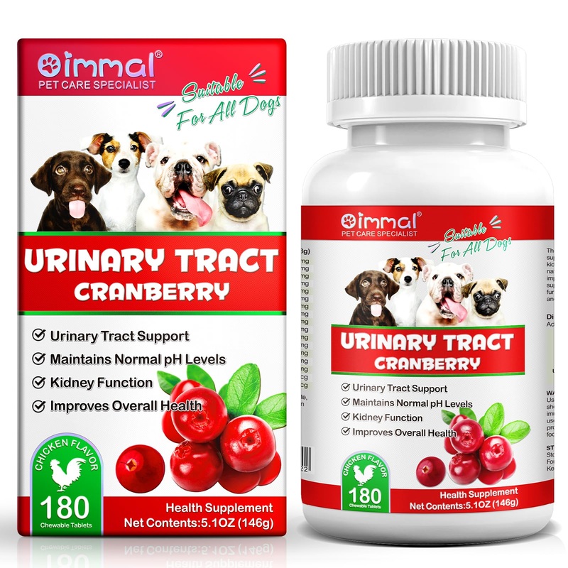 Cranberry for Dogs, 180P Cranberry Urinary Tablets for Dogs – Supports Bladder Infection, Urinary Tract, Bladder Stone & Dog UTI, Pet Supplement Treats for Dogs, Chicken Flavor – 180P Chewable Tablets 5.1OZ