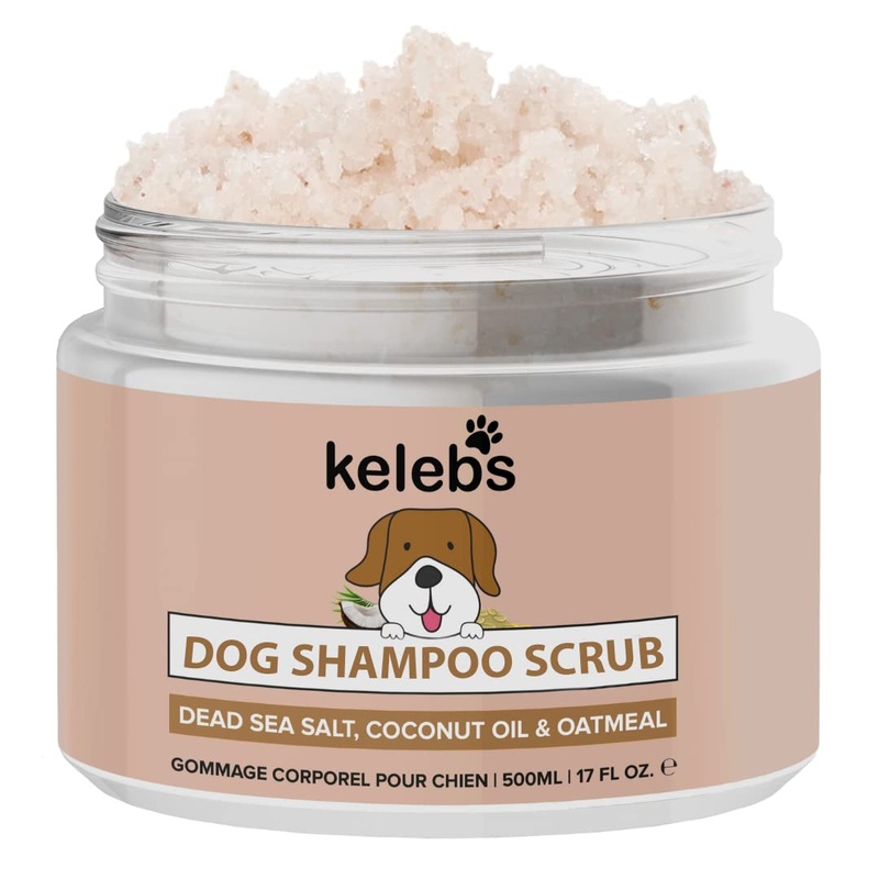 Exfoliating Dead Sea Salt & Coconut Oil Dog Scrub – Deep-Cleansing, Anti-Itch, Moisturizing with Oatmeal & Essential Oils