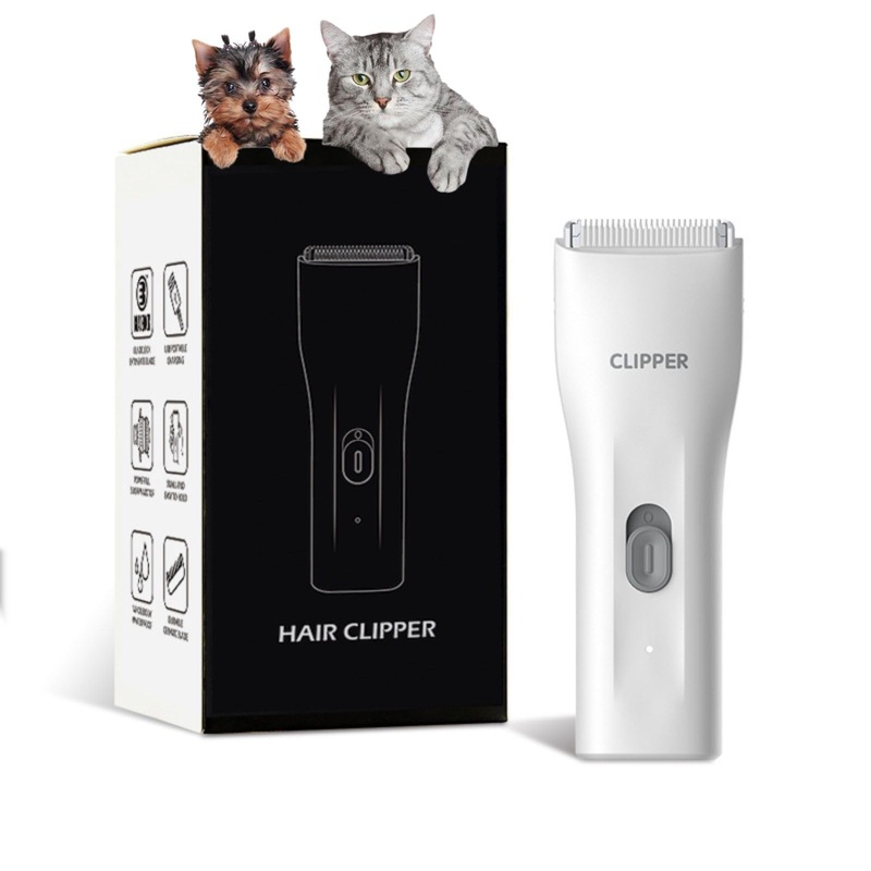 Handy & Powerful Long Lasting Pet Electric Hair Trimmer Kits Waterproof Cordless Rechargeable Grooming Shavers for Small Dogs and Cats Lglt006 White-air