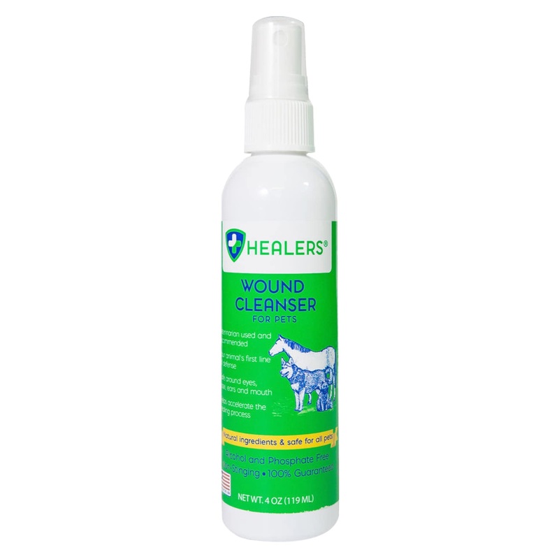 Healers PetCare Wound Cleanser – All Animal Wound and Skin Care Spray – Clean, Flush and Moisturize – Natural & Non-Toxic Pain Relief Cleaner for Dogs, Cats, & More Pets (4oz) 4 oz