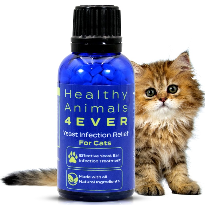 HealthyAnimals4Ever All-Natural Yeast Protection for Cats – Effective Homeopathic Support for Yeast Infections – Preventive Care for Skin and Ear Health – 300 Cat Yeast Defense Tablets