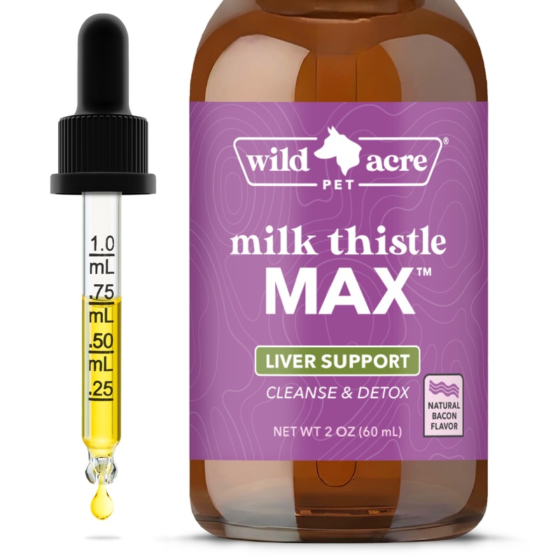 Milk Thistle for Dogs – Max Strength Liver Support, Cleanse & Detox – Natural Bacon Flavor – Simply Add to Food – Picky Pup Approved, 2 oz (60mL)