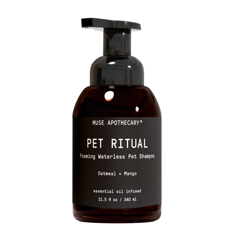 Muse Apothecary Pet Ritual Foaming Waterless Shampoo for Dogs, Waterless Dog Shampoo Foam, No Rinse Dog Shampoo, Waterless Dog Shampoo for Large Dogs – Essential Oils Infused, 11.5oz Oatmeal + Mango 5.75 Fl Oz (Pack of 2)