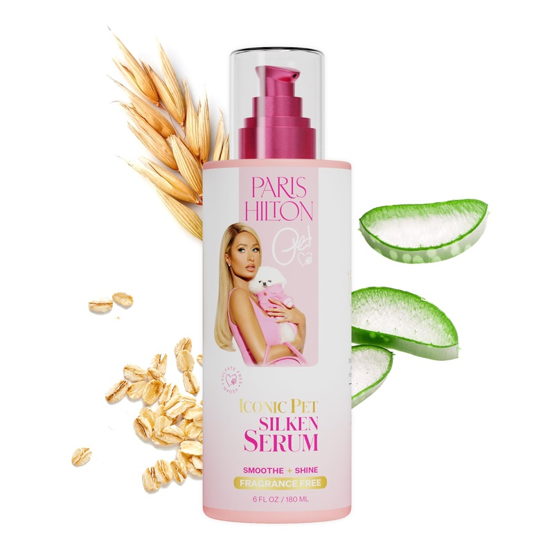 Paris Hilton Sulfate-Free Pet Silken Serum, 180ml | Hypoallergenic & Fragrance-Free Dog Coat Serum for Sleek Shine Frizz Control, All Breeds