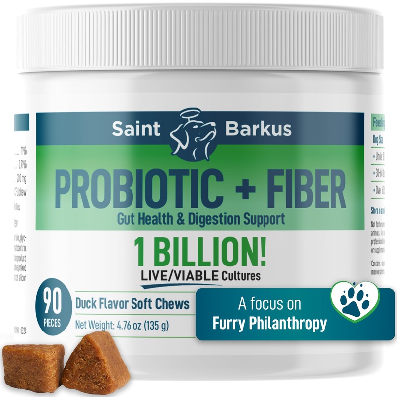 Probiotic + Fiber Regularity & Digestive Health. Probiotic Supplements for Dogs for Gut Health, Regularity, Upset Stomach and Allergies. Give Back to No-Kill Shelters! 90 Count