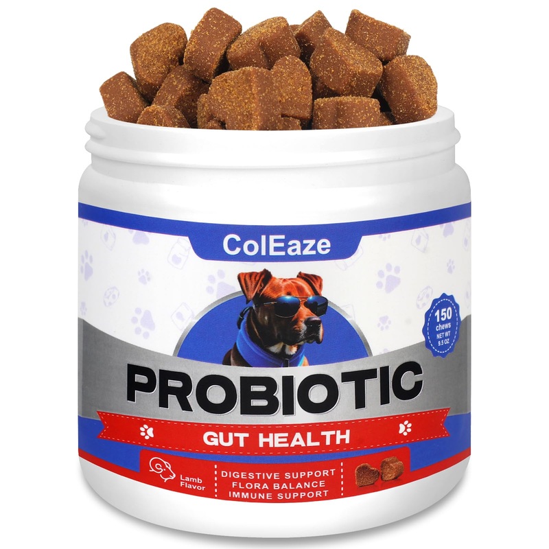 Probiotics for Dogs 150 Count Soft Chews Prebiotics with Prebiotics 6 Digestive Enzymes Promotes Gut Health Lamb Flavor