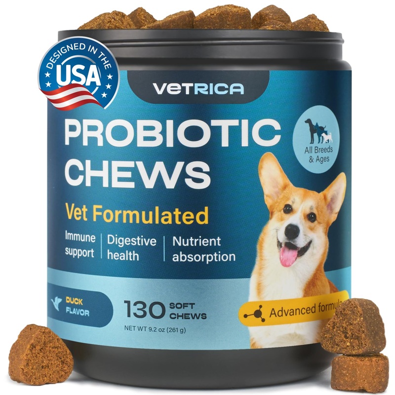 Probiotics for Dogs – Dog Probiotic Chews for Digestive and Gut Health, Dental, Immune System Support – Chewable Prebiotic Soft Treats – Wild Yam, Yeast Powder – Diarrhea and Bowel Support Supplement 130 count