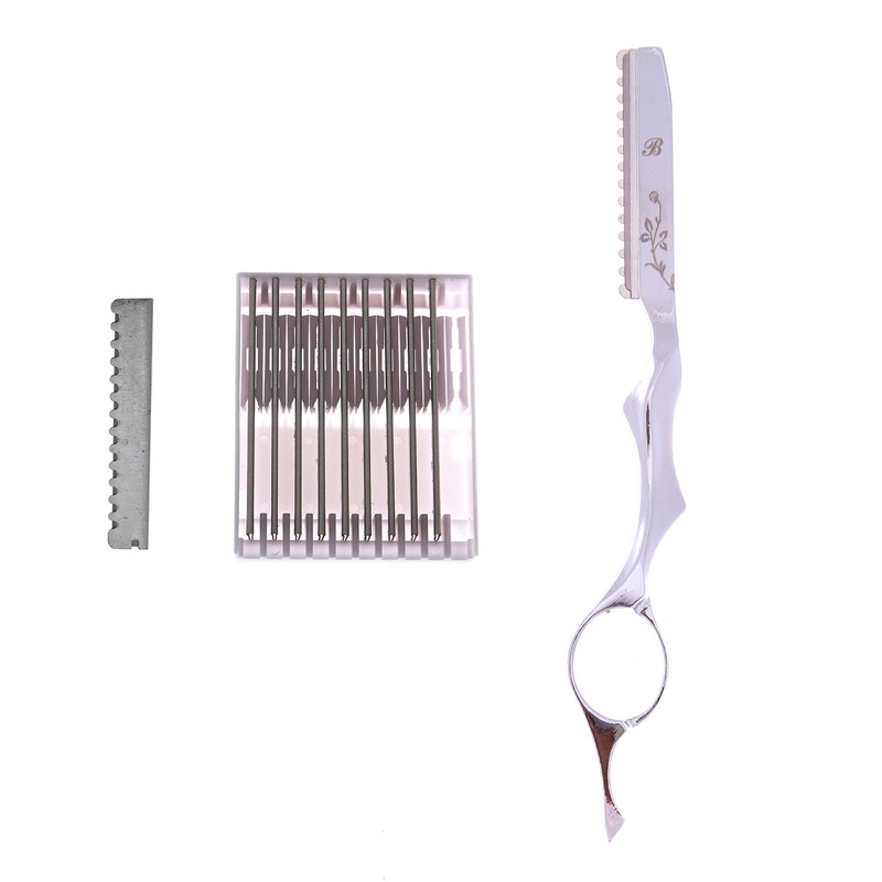 Razor with Box of Blades, Chrome Ivy Leaf Feather, 3.0 Ounce Chrome Ivy Leaf Feather Styled 1 Count (Pack of 1)