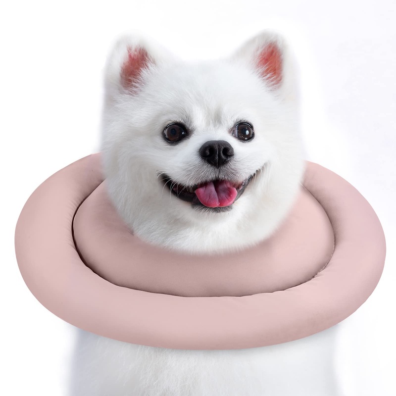 Soft Dog Cones for Small Medium Dogs and Cats, Adjustable Dog Donut Collar Water Proof Dog Cone Alternative After Surgery, Pet Recovery Collar for Large Dogs to Stop Licking(Pink,M-7)