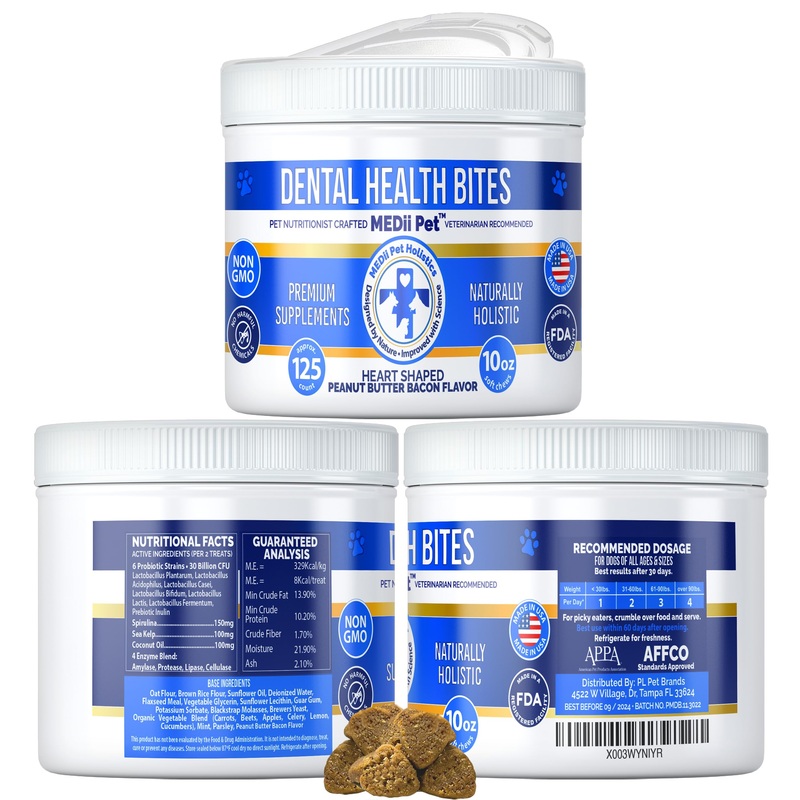 Soft Dog Dental Chews: Cleans Dog Teeth + Dog Breath Freshner. Removes Tartar & Plaque. Comparable to Greenies and Dentastix, for All Dog Teeth Cleaning. 10oz 125 Hearts Tasty Flavor
