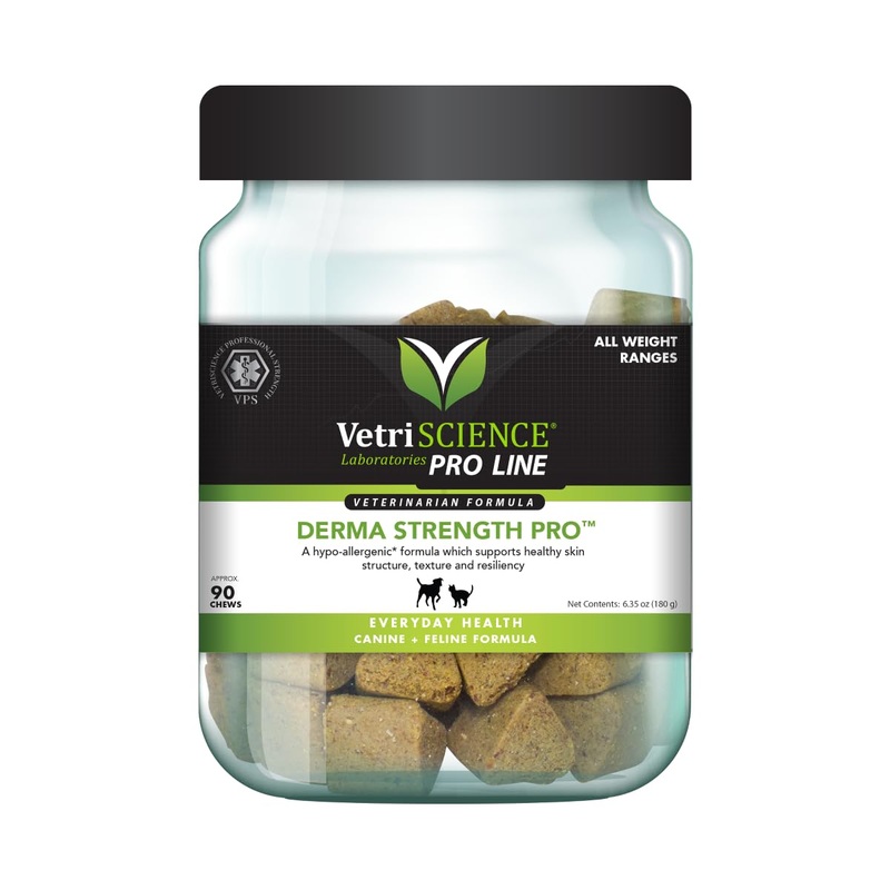 VetriScience Derma Strength Pro – Skin Health & Hydration Supplement for Dogs & Cats – Supports Healthy Skin Barrier – Aids Allergy & Dry Skin for Dogs & Cats – 90 Chews