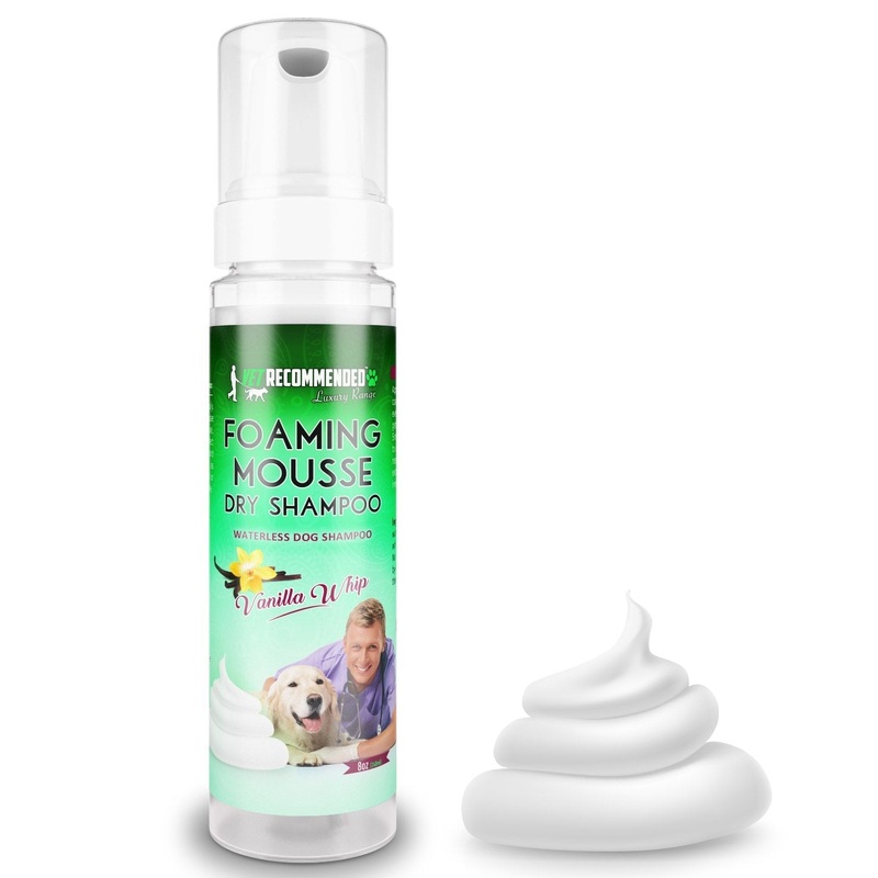 Waterless Dog Shampoo, No Rinse Dry Foam Spray Mousse (8 Oz) – Vanilla Whip – Make Your Dog’s Coat Clean, Silky and Smooth. Made in USA