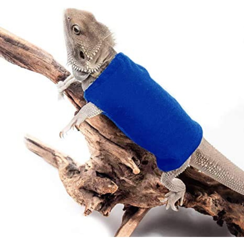 WATFOON Lizard Costume Clothes Bearded Dragon Vest Sleeveless T-Shirts Adjustable Reptile Sweater Summer Jacket Soft Touching for Skin Protection Leopard Reptile Gecko Anole (Blue) Blue