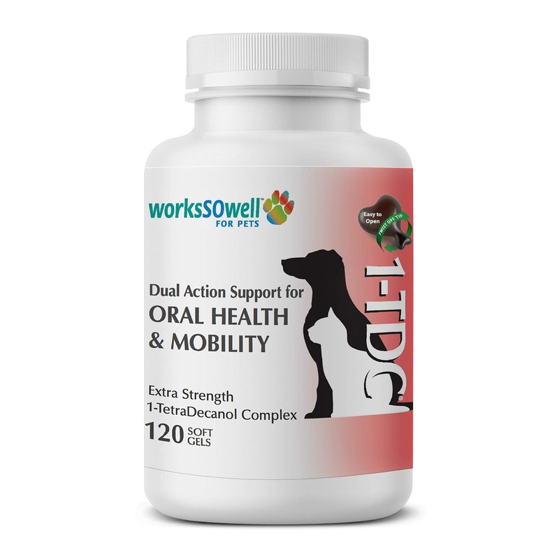WorksSoWell Dual Action Natural Support – 120 Twist Off Soft Gels | Delivers 4 Health Benefits for Dogs & Cats | Supports Oral, Hip, Joint, Skin, Coat Health, Muscle & Stamina Recovery