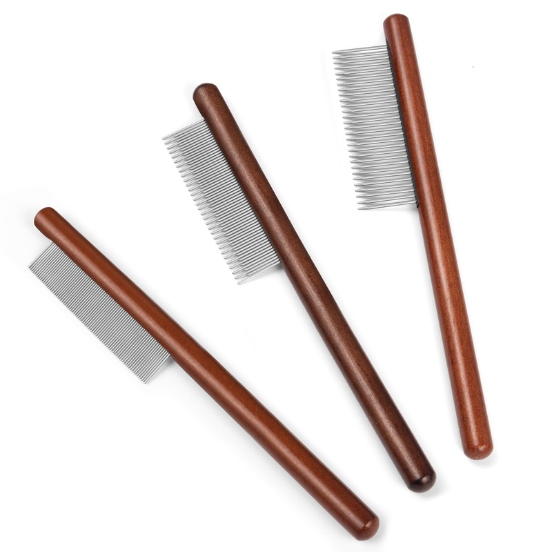 3pcs Wooden Handle pet Comb, Grooming Tool for Long and Short Haired Dog, Cat and other pets.