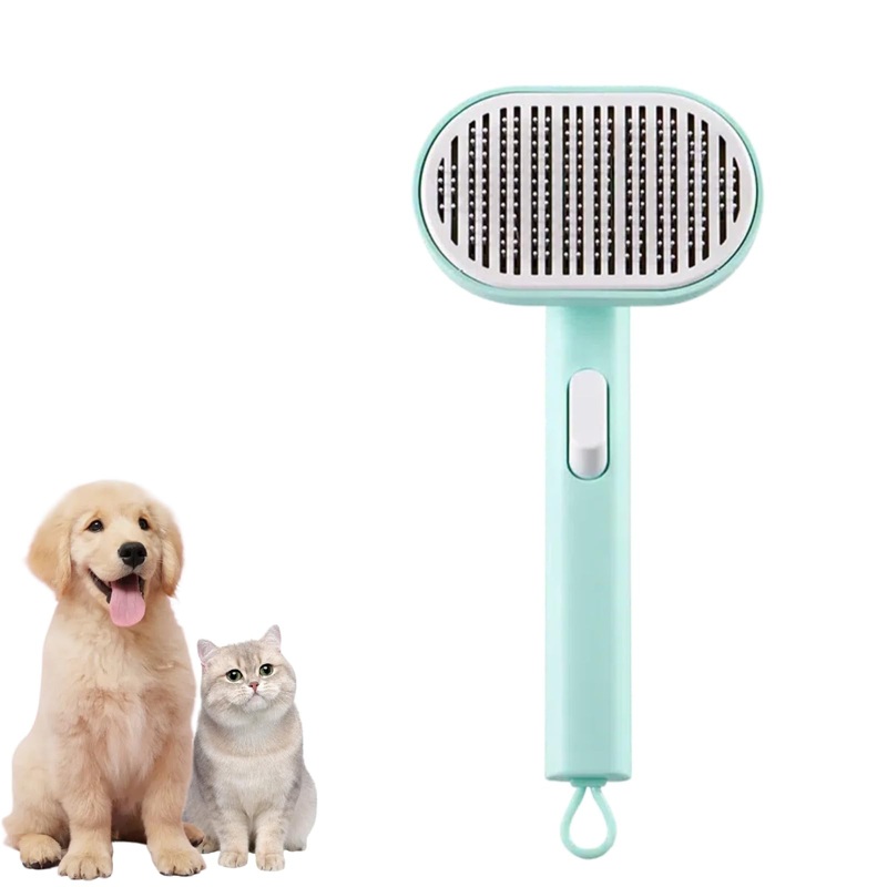 Cat Brush for Long Haired and Short Haired Cats,Self-Cleaning Slicker Brushes with One-Click Button,Cat Hair Brush for Removing Loose Fur and Tangles,Easy to Clean