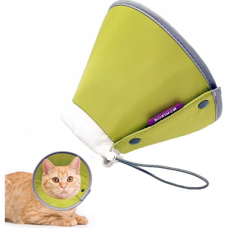 Cat Cone Collar Soft, Adjustable Cat Recovery Collar, Cat Cones After Surgery, Cat Neck Cone for Cats Kittens (Yellow Green, Medium) Yellow Green