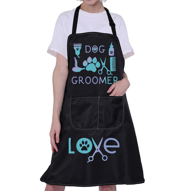 CMNIM Dog Grooming Apron Waterproof with Pockets Dog Groomer Aprons Dog Groomer Gifts Dog Hairdressers Apron Groomer Apron