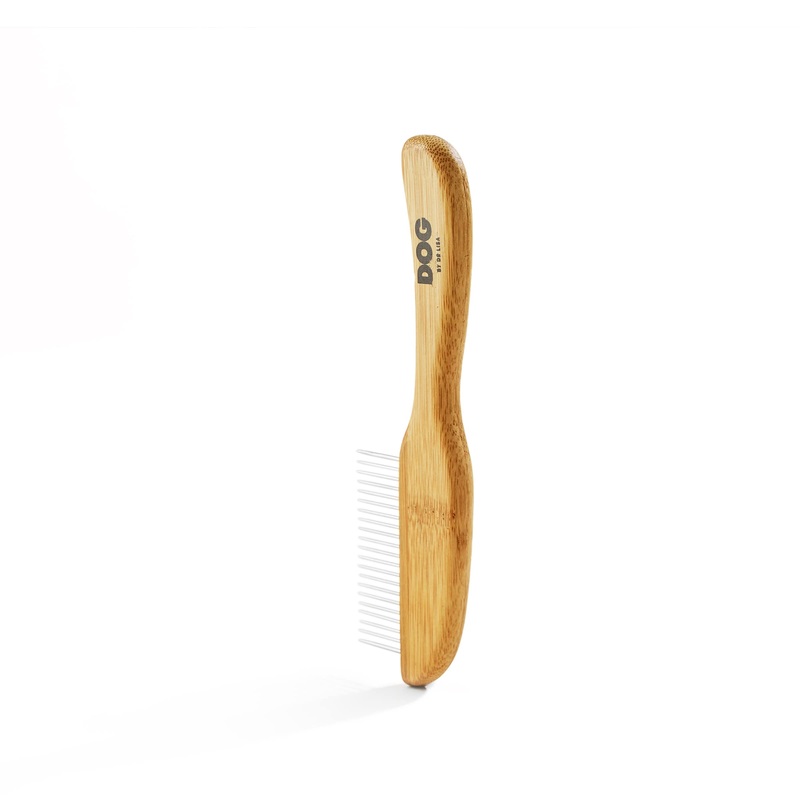 DOG by Dr Lisa – Comb – Detangling Dog Comb – Dematting Grooming Tool – Metal Comb Teeth Removes Knots and Tangles – Stimulate Blood Flow and Increase Natural Coat Oils – Made From Sustainable Bamboo