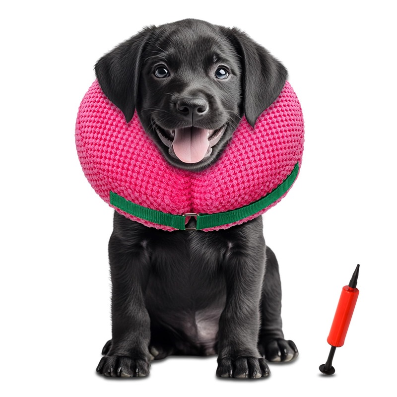 Dog Cone Collar After Surgery,3D Massage Fabric Comfy Pillow,Dog Cone Alternative,Inflatable Dog Collars E Collar Elizabethan Collar for Dogs After Surgery (Pink, M(Neck:11-14)) Pink M(Neck:10.6-15.7)