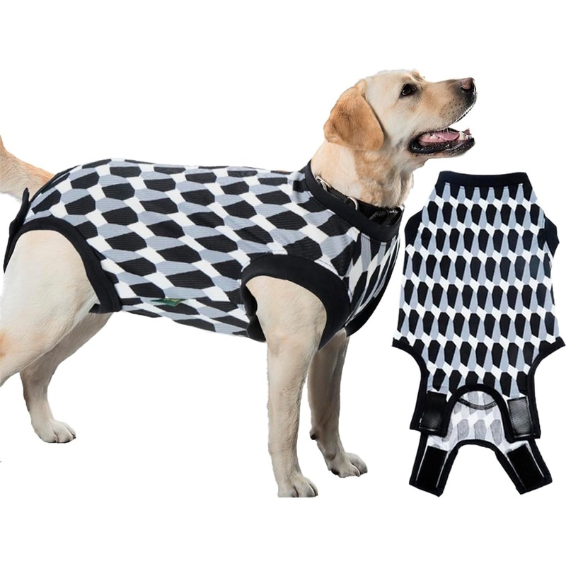 Dog Surgery Recovery Suit, Recovery Suit for Dogs Male Female Spay & Neuter, Anti-Licking Surgical Onesie for Dogs After Surgery Wear, Dog Cone Alternative (Shaped Black, M) Medium Stone Shape Black