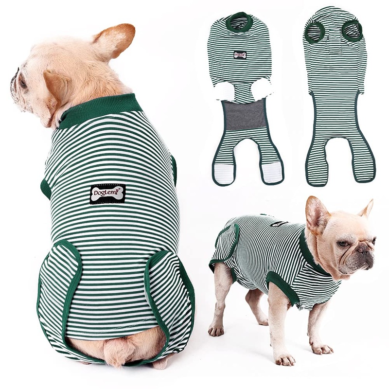 EMUST Dog Recovery Suit, After Surgery Wear for Dogs Male Female, Pet E-Collars Alternative Bandages, Professional Dog Onesie for Surgery for Abdominal Wounds, Weaning&Skin Diseases,Green Strip/XXL XXL Green Strip