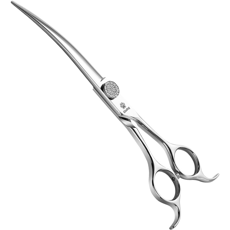GLADOG 7″ Curved Dog Grooming Scissors – Professional 9CR Curved Dog Shears with Diamond Pivot Nut, Perfect for Contouring and Shaping, Curved Grooming Scissors for Dogs, Dog Scissors for Grooming Curved Shear