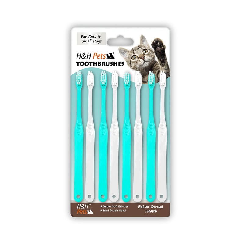 H&H Pets Toothbrush for Small Dogs & Cats – Soft and Small Toothbrush Designed for Cats, Puppies, and Small Breed Dogs Like Teacups, Chihuahuas, Yorkshire, and Poodle, 8 Count Pack 8 Count (Pack of 1)