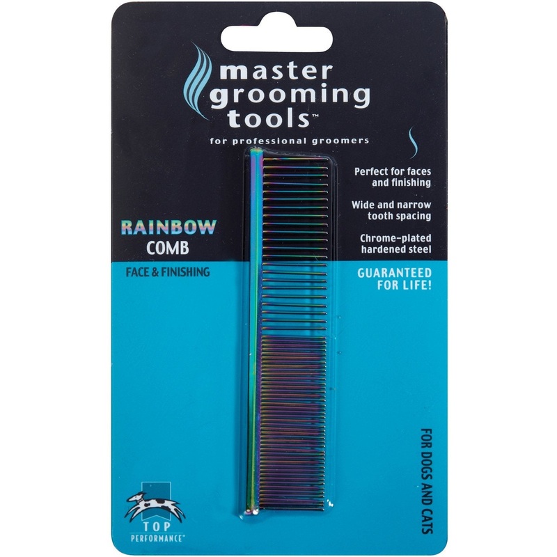 Master Grooming Tools Rainbow Greyhound Combs  European-Style Combs for Grooming Dogs – Fine/Coarse, 3 set of 7″