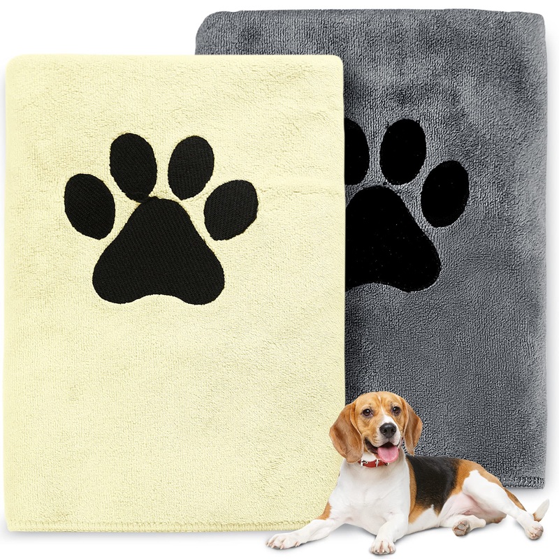 Microfiber Dog Towels, 2 Packs Large Pet Bath Towel 40″x20″, Bath Accessories, Bathing Supplies, Quick Fast Drying Super Absorbent Lightweight Puppy and Cat Shower Eseentials, for Muddy Paws
