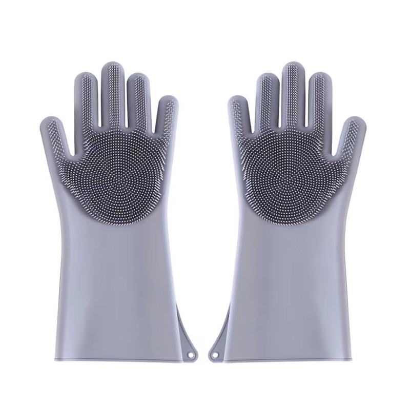 PnzongeMulti use silicone gloves for dogs, showers,pets cats hair removal, anti scratch massage products thickened set of 2 Gray