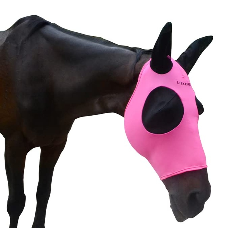 Super Comfort Horse Fly Mask Elasticity Fly Mask with Ears UV Protection for Horse(L,Pink) pink L