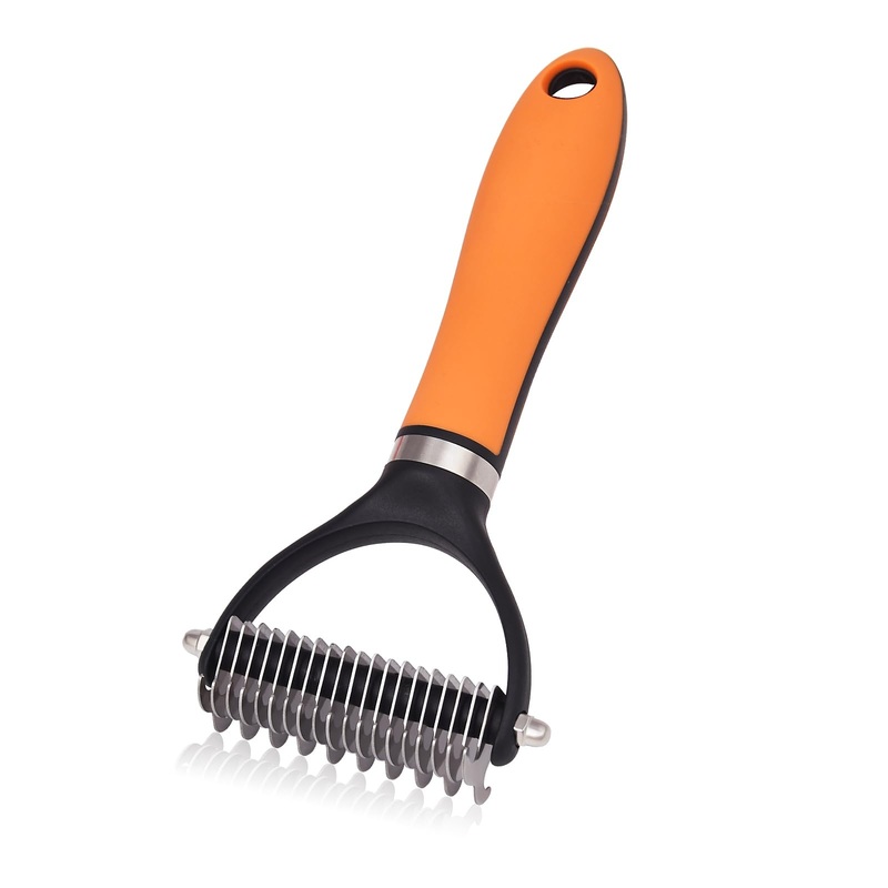Undercoat Rake for Dogs & Cats – Double Sided Comb for Detangling and Removing Knots – 2 Sided Dematting Tool – Deshedding Brush for Grooming Pets with Long Hair Prone to Matting- Safe and Effective