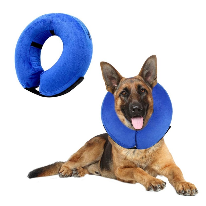 VST Comfortable Inflatable Cone Collar for Dogs,Adjustable Soft Pet Recovery Collar Prevent Pets from Touching Biting Scratching at Injuries Wounds (L) L