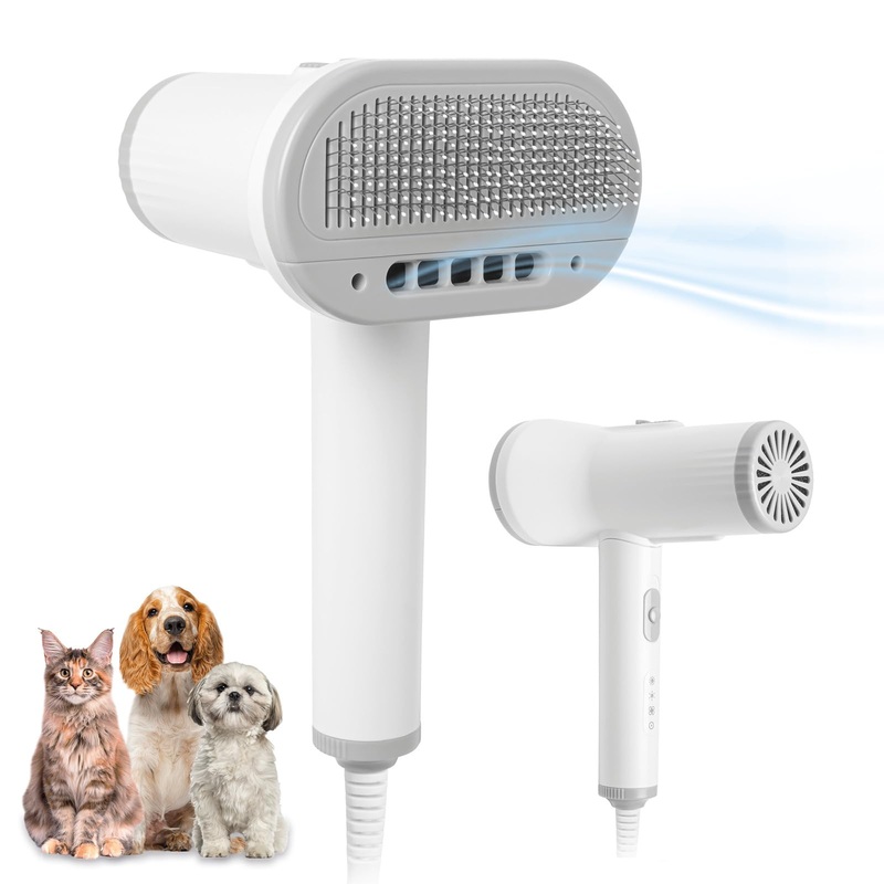2-in-1 Pet Grooming Dryer with Slicker Brush – For Dogs and Cats of Small to Medium Size