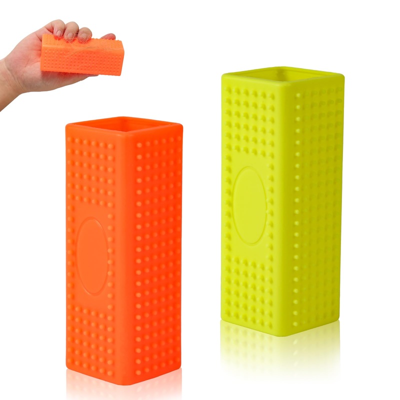 2pcs Silicone Pet Hair Brushes, Convenient Block Roller Cleaner Reusable Pet Hair Carpet Brush Portable Carpet Cleaner Roller for Furnishings Sofa Carpets Couch Bedding (Yellow & Orange)