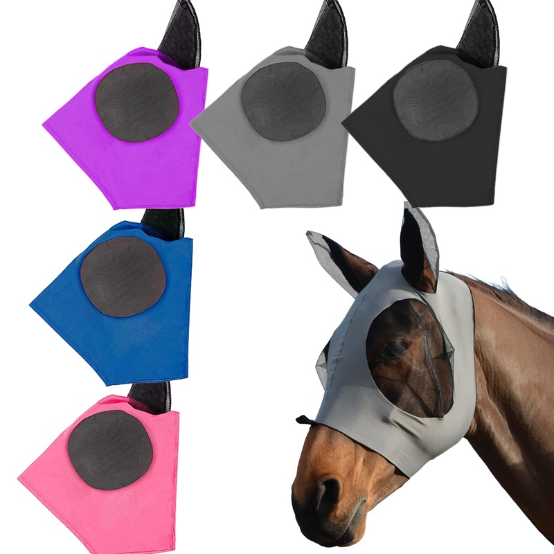 5 Pcs Elastic Fly Masks for Horses with Ears, Ultra Lightweight UV-Proof Full Visibility Stretchy Fly Masks for Cobs, Arabians, Most Morgans and Some Quarter Horses, Small-Headed Horses
