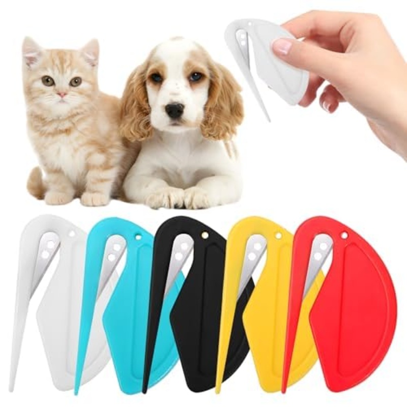 5pcs Multifunctional Grooming Tool – De-Knotting and Hair Removal Comb for Cats and Dogs, Medium to Long Hair (White)